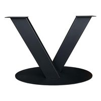 Zwarte stalen gekruiste V tafelonderstel met ovale plaat 73 cm (koker 20 x 10) - thumbnail