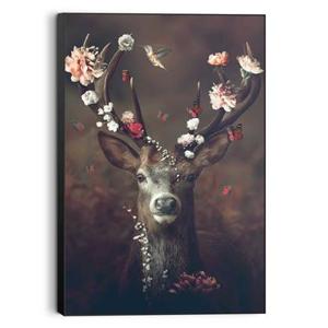 Reinders - Fauna Flora Deer - Schilderij 90x60cm Zwart