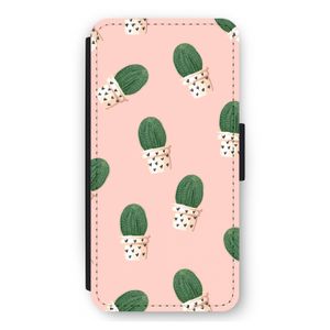 Cactusprint roze: iPhone 12 Pro Max Flip Hoesje