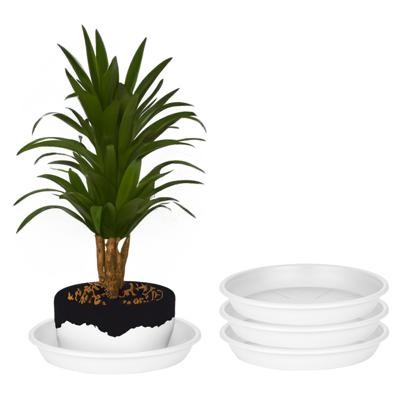 Plantenschotel - 3x - wit - kunststof - Dia 20 cm - onderschotel/opvangschaal