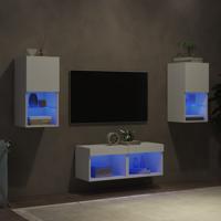 4-delige tv-wandmeubelset met LED-verlichting wit 4-delige tv-wandmeubelset met LED-verlichting wit