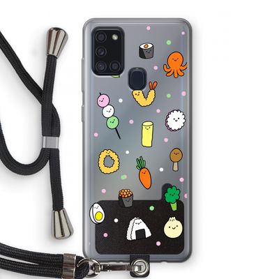 Happy bento friends: Samsung Galaxy A21s Transparant Hoesje met koord