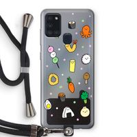 Happy bento friends: Samsung Galaxy A21s Transparant Hoesje met koord