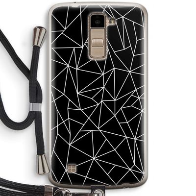Geometrische lijnen wit: LG K10 (2016) Transparant Hoesje met koord