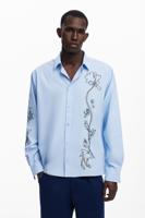 Overhemd met lange mouwen en borduursels - BLUE - S