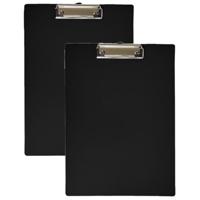 Clipboard - 2x - A4 formaat - zwart - Klembord voor documenten - van PVC