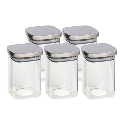 5x stuks voedsel/etenswaren bewaren voorraadpot 1400 ml glas met RVS deksel