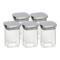 5x stuks voedsel/etenswaren bewaren voorraadpot 1400 ml glas met RVS deksel