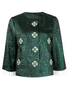 Andrew Gn veste crop à ornements en cristal - Vert