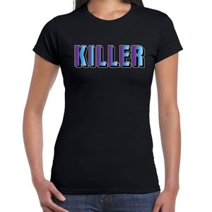 Killer t-shirt zwart met paarse/blauwe tekst voor dames 2XL  -