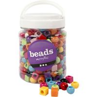 Creativ Company Plastic kralen, afm 11 mm, gatgrootte 7 mm, ca. 330 stuk, diverse kleuren, 420 gr, 700 ml/ 1 doosje