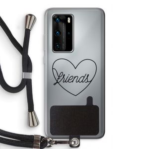 Friends heart black: Huawei P40 Pro Transparant Hoesje met koord