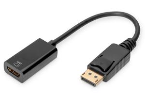 Digitus AK-340415-002-S DisplayPort / HDMI Adapter [1x DisplayPort stekker - 1x HDMI-bus] Zwart 4K UHD, Afgeschermd (dubbel), Afsluitbaar 20.00 cm