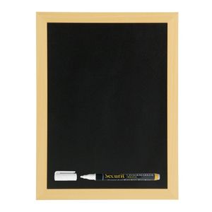Zwart schrijfbord met teak houten rand 30 x 40 cm