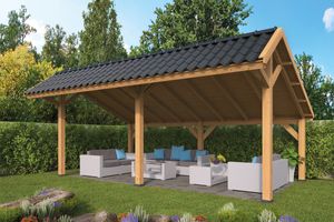 Lariks/Douglas Kapschuur Bergen XL type 1 677x452 cm- Kapschuurdak- Onbehandeld lariks Douglas hout- Tuindeco