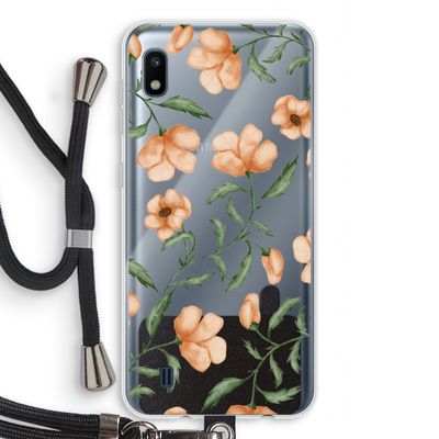 Peachy flowers: Samsung Galaxy A10 Transparant Hoesje met koord