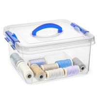 Opslagbox met deksel - transparant blauw - 5 liter - 24 x 24 x 13 cm - kunststof