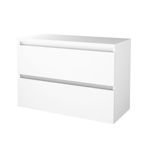 Badmeubelset BWS Salt 100x46cm Greeploos 2 Lades Met Afdekplaat Ice White