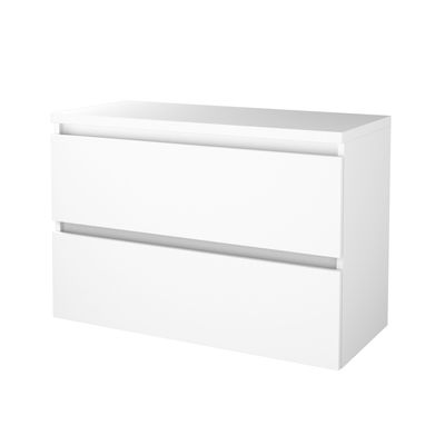 Badmeubelset BWS Salt 100x46cm Greeploos 2 Lades Met Afdekplaat Ice White