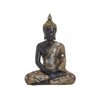Boeddha beeld zwart/goud zittend 27 cm - thumbnail