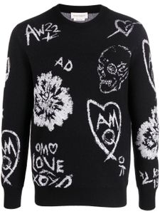 Alexander McQueen pull en laine mélangée à motif graphique en jacquard - Noir