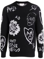 Alexander McQueen pull en laine mélangée à motif graphique en jacquard - Noir - thumbnail