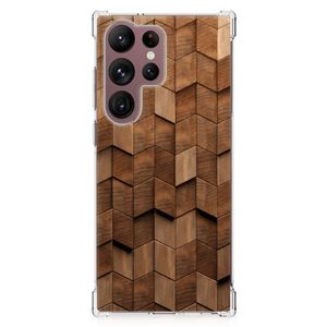 Stevig Telefoonhoesje voor Samsung Galaxy S23 Ultra Wooden Cubes