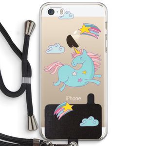 Vliegende eenhoorn: iPhone 5 / 5S / SE Transparant Hoesje met koord