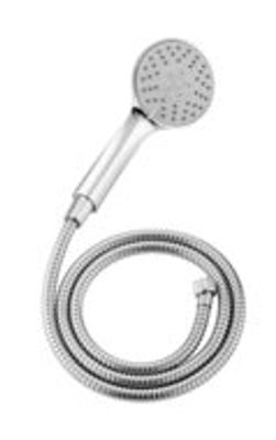 NAPOLI handdoucheset, 4 functies, chroom antikalk nozzles 3 functies en waterstop functie douchekop: Ø ca. 8,5 cm flexibele metalen doucheslang, lengte 150 cm inclusief waterbesparende pakki