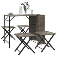 5-delige Tuinset inklapbaar poly rattan grijs