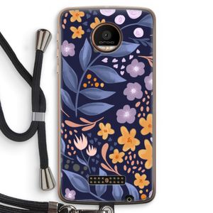 Flowers with blue leaves: Motorola Moto Z Force Transparant Hoesje met koord