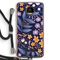 Flowers with blue leaves: Motorola Moto Z Force Transparant Hoesje met koord