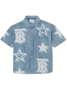 Burberry Kids chemise en jean à motif monogrammé - Bleu