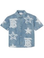 Burberry Kids chemise en jean à motif monogrammé - Bleu - thumbnail