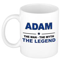 Adam cadeau mok - man myth legend - naam koffiemok / beker - wit en blauw - 300 ml