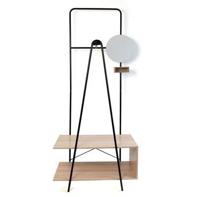 Kapstok met spiegel Vinthera Moa Zwart Beige Metaal Hout MDF 76 x 180 x 40 cm