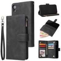 Voor iPhone XR multifunctionele retro Frosted horizontale Flip lederen draagtas met kaartsleuf & houder & rits portemonnee & foto frame & Lanyard (zwa