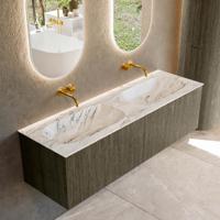 Badmeubel Mondiaz Kurve-Dlux | 150 cm cm | Meubelkleur Shadow | Wastafelkleur Glace | Solid surface | Wasbak beiden zijden spoelbak | Zonder kraangat(en)