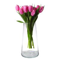 Hakbijl glass bloemenvaas Donna - glas - transparant - 18 x 40 cm   - - thumbnail