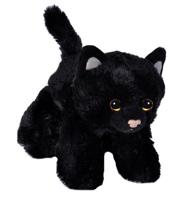 Pluche zwarte kat/poes knuffel 18 cm   -