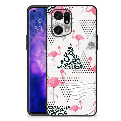 OPPO Find X5 Pro Dierenprint Telefoonhoesje Flamingo Triangle