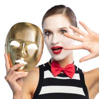 Boland Verkleed oogmasker Mime - goud - volwassenen - mime/themafeest   -