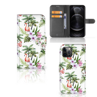 Apple iPhone 12 Pro Max Telefoonhoesje met Pasjes Flamingo Palms