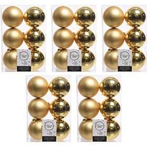 30x Kunststof kerstballen glanzend/mat goud 8 cm kerstboom versiering/decoratie goud   -