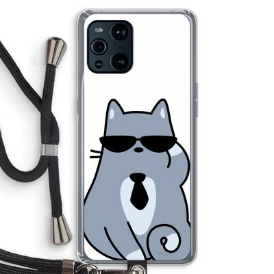 Cool cat: Oppo Find X3 Transparant Hoesje met koord