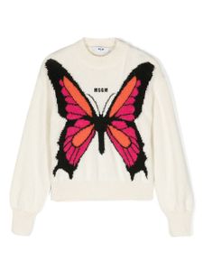 MSGM Kids pull en maille intarsia - Tons neutres