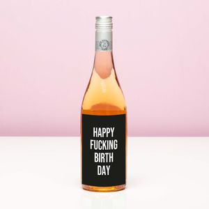 Wijnfles Happy Fucking Birthday - Rosé (Blush Rosé)