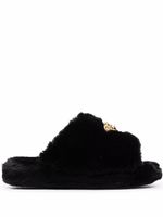 Versace chaussons Icon en fourrure artificielle - Noir