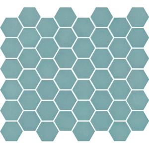 The Mosaic Factory Valencia Mozaiek Tegel Hexagon- Turquoise Glas Recycled 278x325 mm