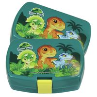 2x stuks kunststof broodtrommels/lunchboxen Jurassic Park dinosaurus 16 x 11 cm